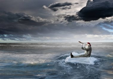 Seyir için yol Noel Baba. Karışık teknik