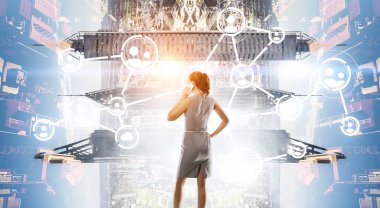 İş ağ iletişimi ve bağlantı kavramı. 3D render