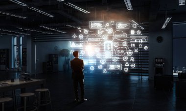 Geç geceye kadar çalışma. Karışık teknik