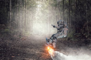 Yönetim Kurulu uçan üzerinde uzay adamı. Karışık teknik