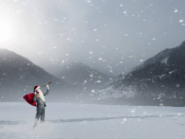 Seyir için yol Noel Baba. Karışık teknik