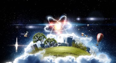 Astronomi kavramı zemin. 3D render