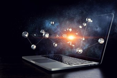 Sosyal bağlantı ve ağ. Karışık teknik