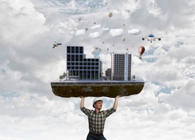 Ağır inşaat kavramı. Karışık teknik