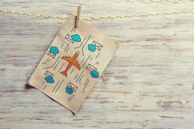 Klibin üzerine kağıt levha. Karışık teknik