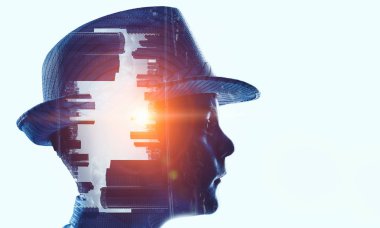 Beyaz çocuk silüeti. Karışık teknik