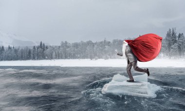Noel Baba geliyor. Karışık teknik