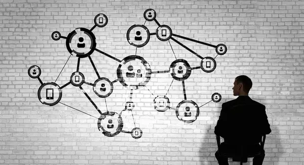 Rede de negócios e conceito de conexão. Renderização 3d — Fotografia de Stock