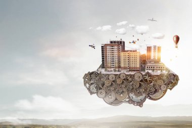 Mini şehir tasarım. Karışık teknik