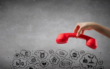 Retro kırmızı telefon alıcısı