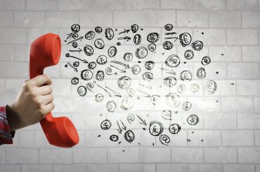 Retro kırmızı telefon alıcısı