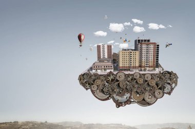 Mini şehir tasarım. Karışık teknik