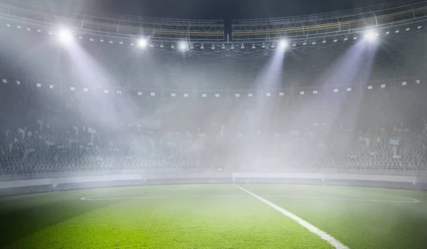 Ködös focipálya. Vegyes technika — Stock Fotó