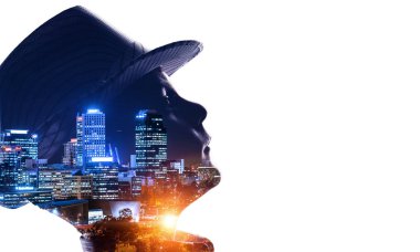 Beyaz çocuk silüeti. Karışık teknik