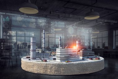 Mini şehir tasarım. Karışık teknik