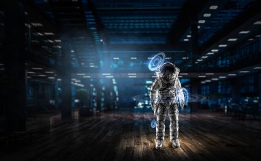 Spaceman görev için hazır. Karışık teknik