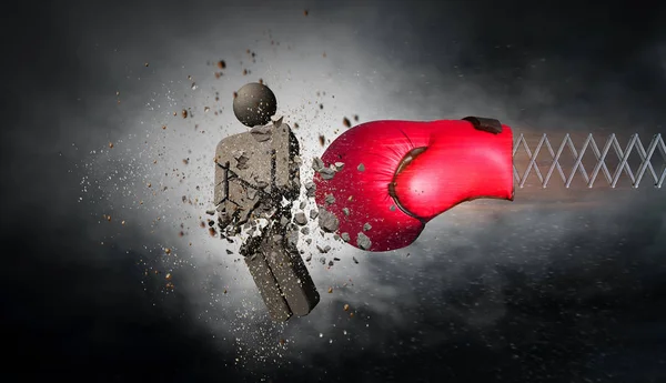 Boxing glove surprise . Mixed media — Stock Photo, Image