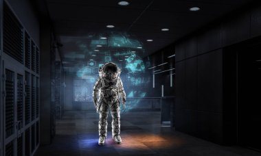 Spaceman görev için hazır. Karışık teknik