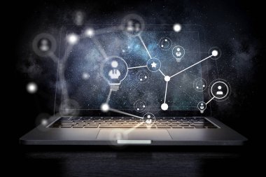 Sosyal bağlantı ve ağ. Karışık teknik