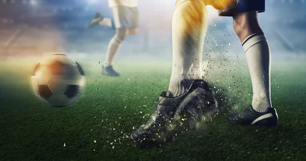 Soccer goal moment. Mixed media