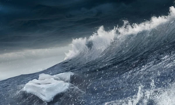 浮冰上波 — 图库照片