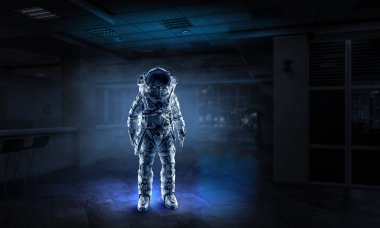 Spaceman görev için hazır. Karışık teknik