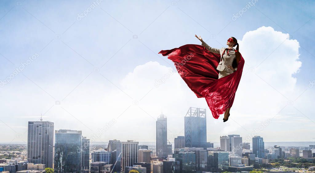 Super woman in sky