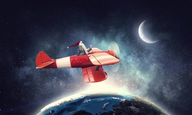 Noel Baba geliyor. Karışık teknik