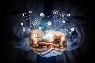 Sosyal etkileşim kavramı. 3D render