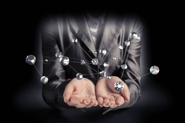 Sosyal bağlantı ve ağ. Karışık teknik