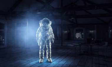 Spaceman görev için hazır. Karışık teknik