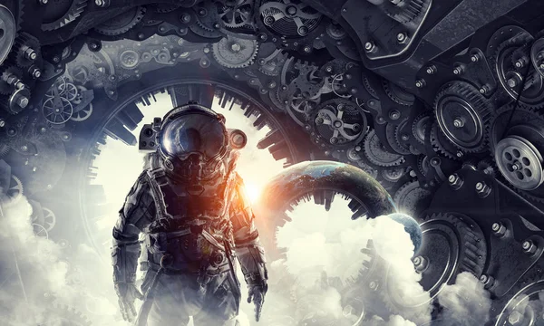 Astronot fantezi dünyasında. Karışık teknik