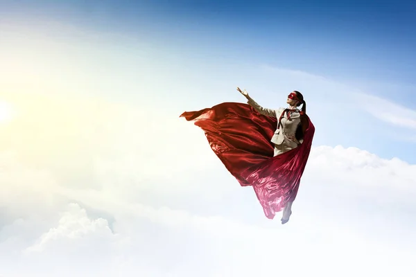 Super woman in sky — Stock Photo, Image