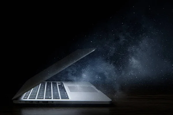 Laptop probléma vagy szünet. Vegyes technika — Stock Fotó