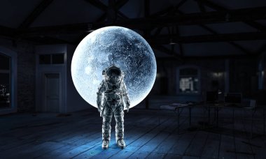 Spaceman görev için hazır. Karışık teknik