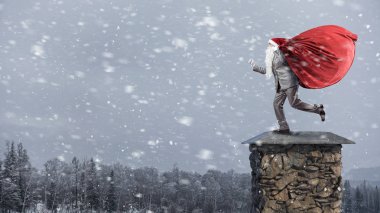 Noel Baba geliyor. Karışık teknik