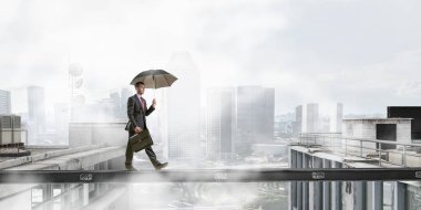 Korkusuz işadamı üstesinden zorluk. Karışık teknik