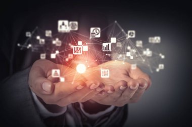 Sosyal etkileşim kavramı. 3D render