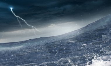 Dalgalar buz parçası. Karışık teknik