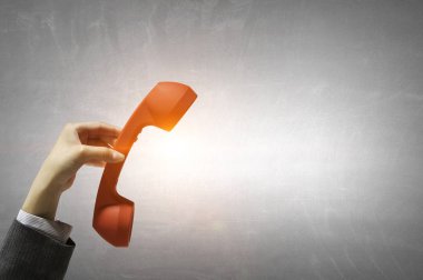 Retro kırmızı telefon alıcısı