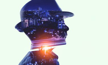 Beyaz çocuk silüeti. Karışık teknik