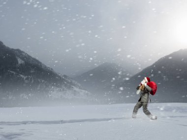 Noel Baba geliyor. Karışık teknik