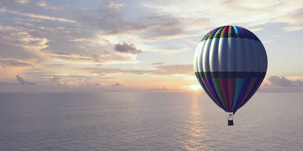 Αερόστατο που επιπλέουν στον ουρανό μέρα. Μικτή τεχνική — Φωτογραφία Αρχείου
