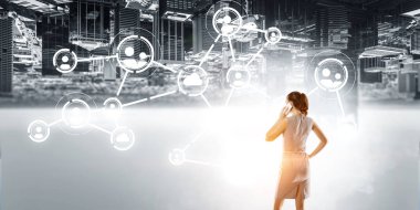 İş ağ iletişimi ve bağlantı kavramı. 3D render