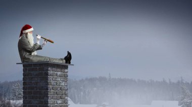 Noel Baba geldi bile. Karışık teknik