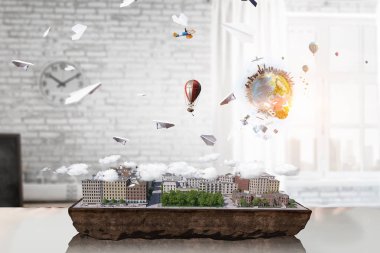 Kentsel inşaat kavramı. Karışık teknik