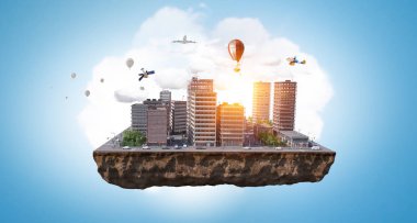 Mini şehir tasarım. Karışık teknik