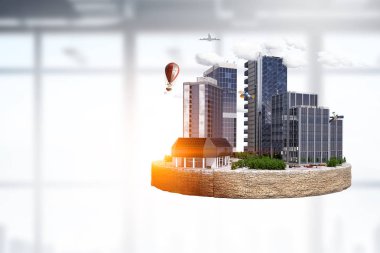 Mini şehir tasarım. Karışık teknik