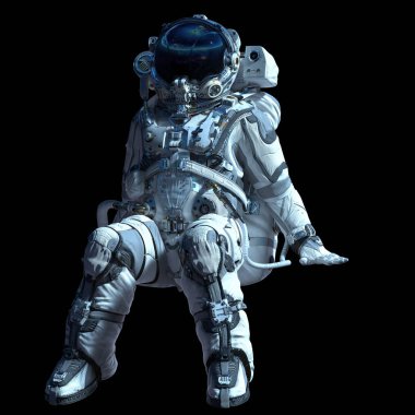 Astronot karanlığın içinde. Karışık teknik