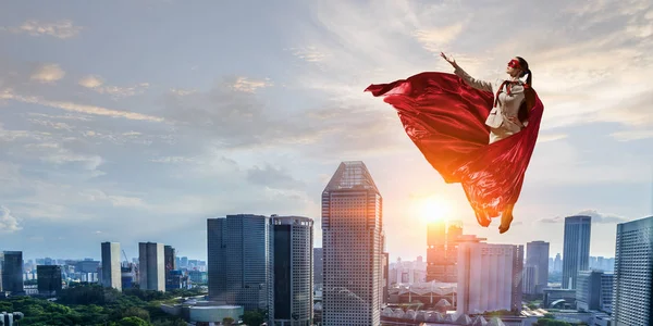 Super woman in sky — Stock Photo, Image